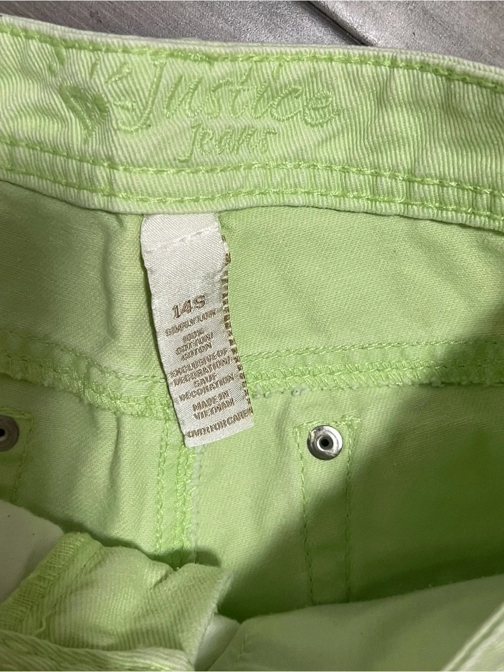 Justice Girls Shorts Juniors Size 14 Neon Green Shorts Beach Summer Shorts Y2K